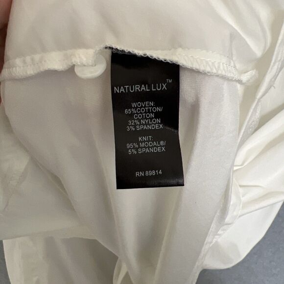 Stella Carakasi Tunic Top XL White Button Up Mixed Media Lagenlook Minimalist - Picture 8 of 12
